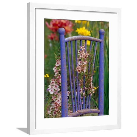 Mixed Flowers And Old Chair Seattle Washington Usa Framed Print Wall Art By Terry Eggers