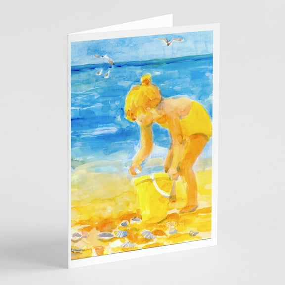 Little Girl at the beach Greeting Cards and Envelopes Pack of 8