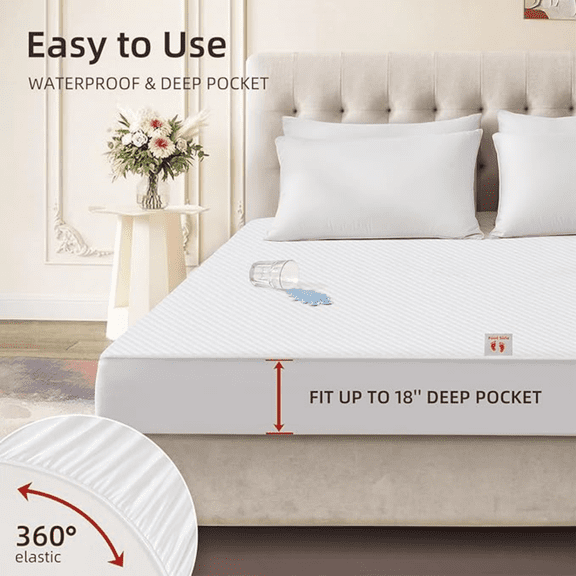 Waterproof Heated Mattress Pad, ETL Certified Bed Warmer with Memory Function 9 Heat Settings, 1-12 Hours Auto Off Deep Pocket, Machine Washable, White King