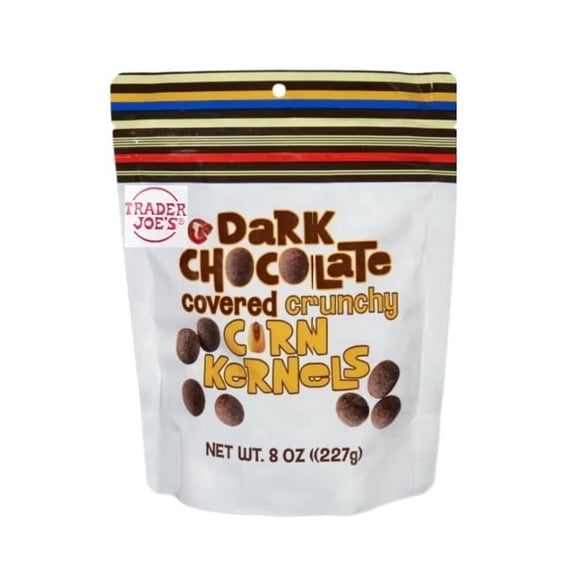Dark Chocolate Covered Crunchy Corn Kernels 8oz, Trader Joe’s Pack of 1