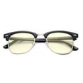 thumbnail image 3 of Newbee Fashion - Blue Light Blocking Glasses, Computer Glasses Reduce Eyestrain, Vintage Oval Retro Celebrity Classic Half Frame High Fashion Clear Lens Glasses for Men, Women, Black Frame Silver Rim, 3 of 3