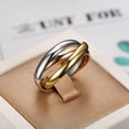 thumbnail image 2 of Anillo Mujer Hombre (56mm) 3 Anillos Entrelazados Acero Chapado Oro Dorado PVD Plata Amarillo Rosa Boda Al, 2 of 4