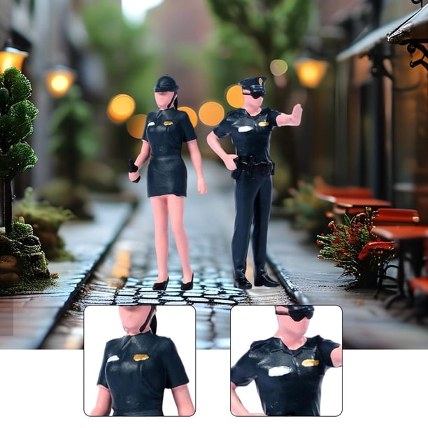 2 figuras en miniatura de policía a escala 1/64, figuritas de en miniatura, accesorios para dioramas decorativos, accesorios para fotografía