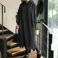 thumbnail image 2 of Womens Cotton Blend Oversized Hoodie Dress Floral Lace Hem Long Sleeve Hooded Sweatshirt Maxi Dress with Pockets (XL, Black), 2 of 7