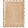 thumbnail image 2 of Natural Jute Area Rug with Scalloped Edges and Double Border Handwoven Floor Mat for Living Room, Bedroom Decor White 6 x 6 ft, 2 of 5
