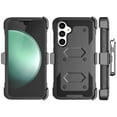 thumbnail image 3 of For Samsung Galaxy S23 FE 5G Phone Case, with [Built-in Screen Protector] Swivel Holster Belt Clip, Ebizware Heavy Duty Defender Kickstand Cover for Galaxy FE 5G - Black, 3 of 9