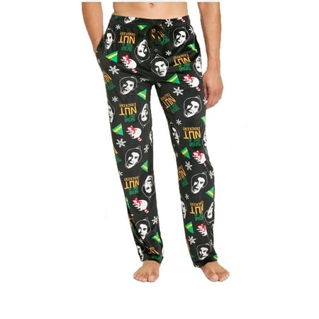 Christmas Elf Black Fleece Pajama Sleep Pants - Medium
