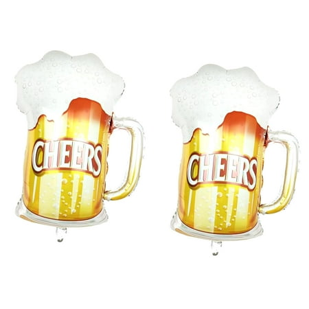 SKYSONIC Oktoberfest Foil Balloons Set - 2 Yellow Cheer Balloons for Party Decorations