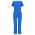 thumbnail image 6 of Wensltd Women's Summer Pajama Set Short Sleeve Notch Collar Tops and Elastic Waist Shorts 2 Piece, 6 of 7