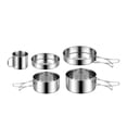 thumbnail image 3 of Olla de Camping, utensilios de cocina para acampar, cacerola con mango ergonómico, olla de cocina, olla para el hogar, senderismo, restaurante al aire , 5 piezas 5 piezas incluyen taza de 7 cm Macarena Olla de cocina, 3 of 8