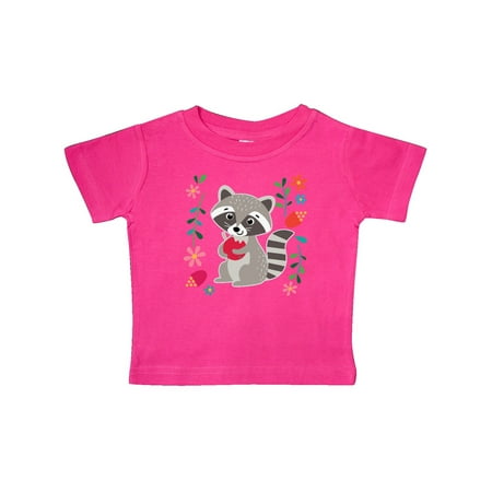 

Inktastic Woodland Raccoon Spring Flowers Gift Baby Girl T-Shirt