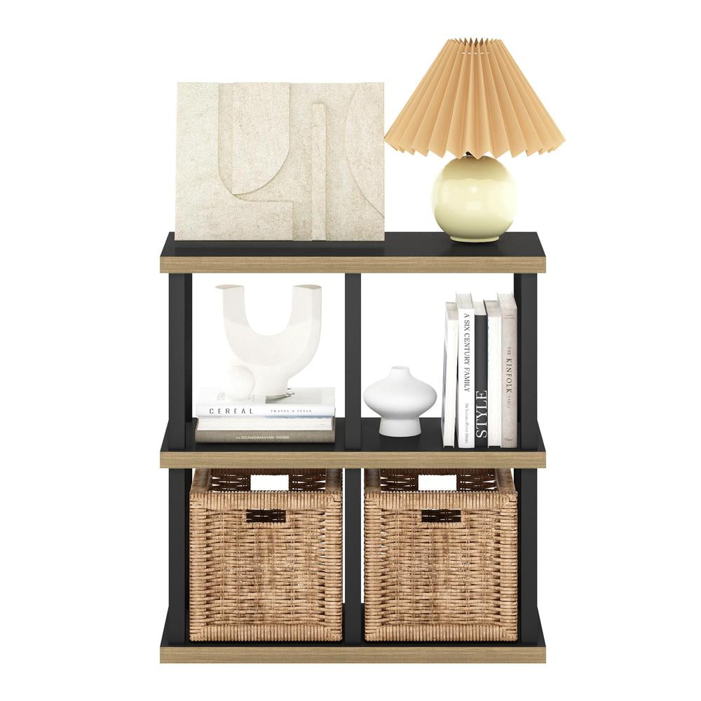 Furinno Turn-N-Tube No Tools 4-Cube Decorative Display Shelf, Americano/Black