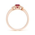 thumbnail image 2 of ANGARA Natural Solitaire 1 ct Ruby Split Shank Engagement Ring with Trio Diamonds in 14K Rose Gold for Women (Size-7x5mm) | July Birthstone, Anniversary, Jewelry Gift for Women | Natural Ruby Ring, 2 of 9