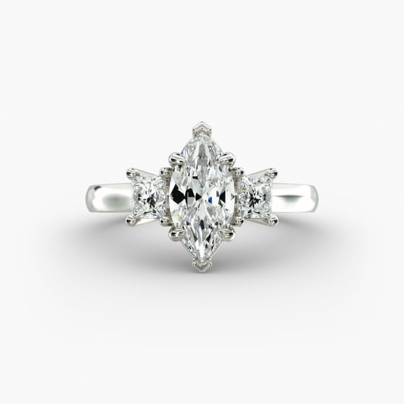 Oryn Jewel Marquise Cut 2 Ct Diamond Ring - 14K White Gold Plated Gift Ring - Engagement Wedding Ring for Women - Fine Diamond Beautiful Special Ring - 3 Stone Engagement Wedding Ring for Her