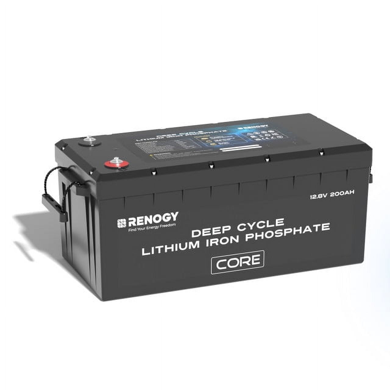 Renogy 12V 200Ah Lithium LiFePO4 Deep Cycle Battery Core Series,5000+Deep Cycles,Backup Power Perfect for Trolling motor,RV,Off-Road,Cabin,Marine,Off-Grid Home Energy Storage