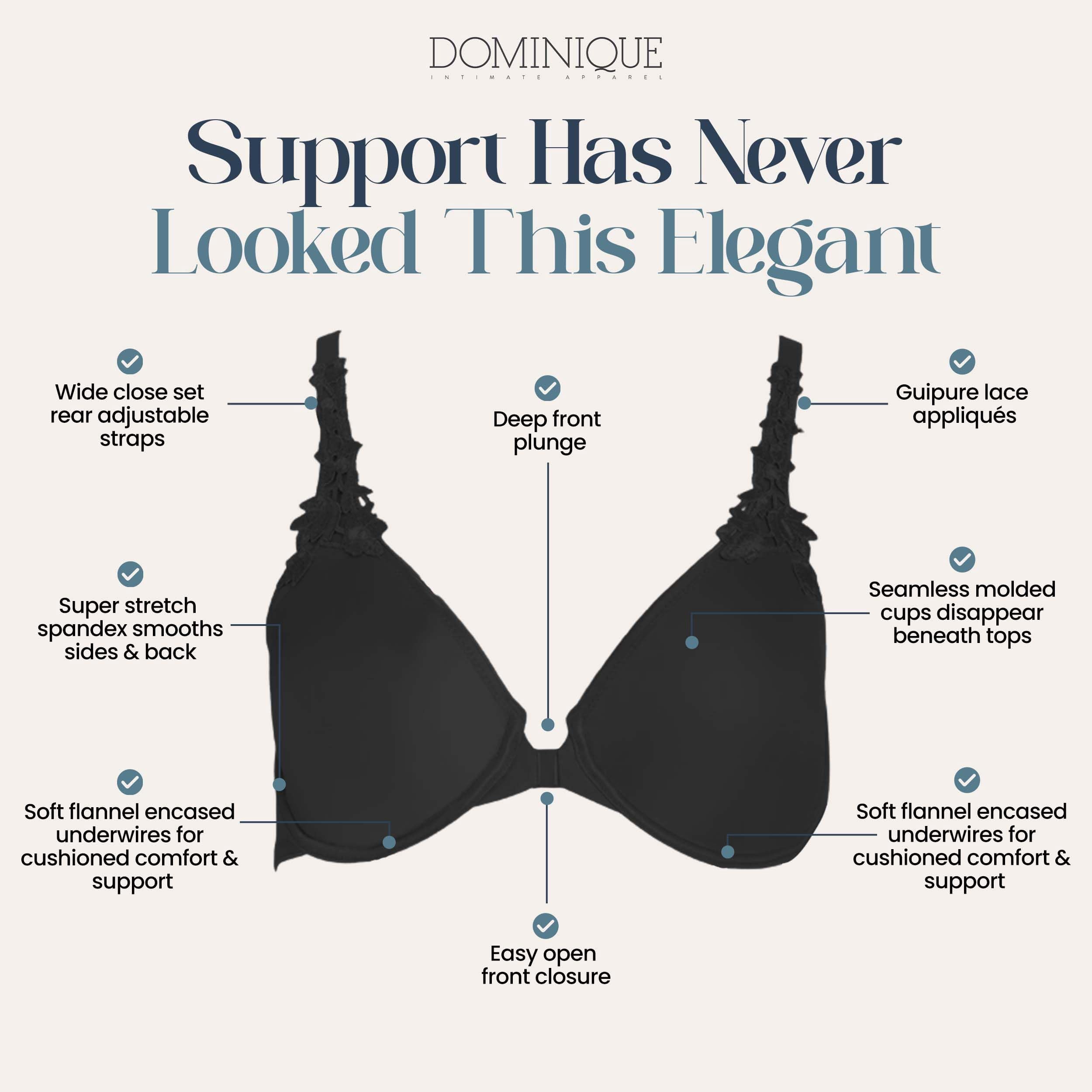 Dominique Women’s Meryl Front Closure Minimizer Racerback Bra #7050 – Seamless Full Figure Underwire Lingerie for women