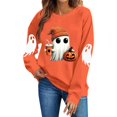 thumbnail image 2 of TKLPEHG Women's Sweatshirts Halloween Long Sleeve Cute Ghost Pumpkin Graphic Sweatshirt Crew Neck Fall Fashion Casual Pullover (Orange,L), 2 of 6