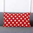 thumbnail image 5 of Christmas Pillowcases, Holiday Cushion Covers, Red and White Polka Dots Plush Jacquard Pillow Cover for Sofa Bed, Soft Durable Polyester Decorative Cushion Case 45x45cm 30x50cm, 5 of 7