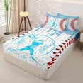 thumbnail image 2 of Homewish Light Blue Dripping Baseball Stitch Batter Silhouette Graphic Zipper Twin Comforter Sets with Fitted Sheet and 2 Pillowcases,Sport Theme Zipper Bedding Set,4-Piece, 2 of 6