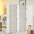 thumbnail image 2 of YODOLLA 6 Panel Wood Room Divider, 5.6 Ft Tall Folding Privacy Screen Room Divider, Freestanding Partition Wall Dividers for Office,White, 2 of 7