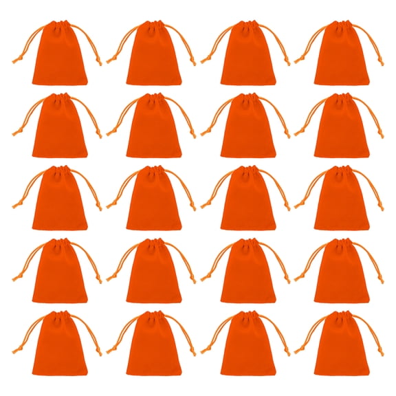 20pcs Flocked Cloth Drawstring Bag 3.1 x 3.9 Inch Jewelry Flocked Pouches Gift Bags for Wedding Party Favor Candy Jewelry Packaging Organizing Storage, Orange