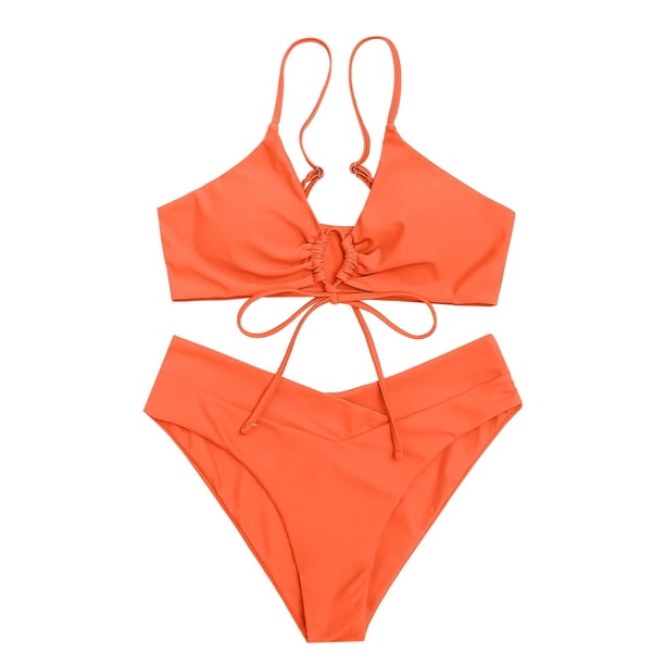 MKLEKYY Trajes De Baño Completo Mujer Women'S Bikini Solid Color Lace Sexy Bikini Two Piece Swimsuit Swimsuit