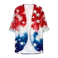 thumbnail image 4 of Gamivast 4Th of July Cardigan for Women Flag Print V Neck 3/4 Sleeve Open Front Loose Fit Summer Tops Lightweight Kimono Cardigan 3/4 Sleeve Vacation Wear outfits, 4 of 6
