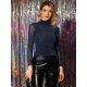 thumbnail image 2 of INSPIRE CHIC Camisa de manga larga brillante Gilitter de malla para mujer Tops de fiesta delgados Azul profundo L, 2 of 5