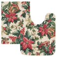 thumbnail image 7 of Yayeee Bath Rugs for Bathroom Floor Set of 2 Non Slip Fluffy Soft Absorbent Mat, Red Christmas Poinsettia, 7 of 7