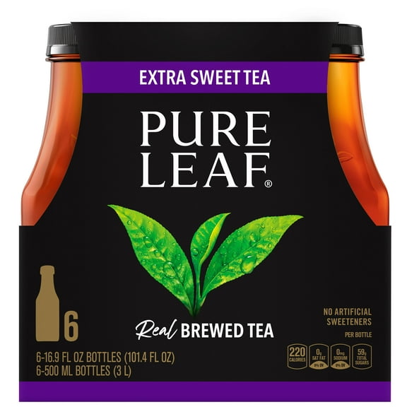 Lipton Pure Leaf Extra Sweet Real Brewed Iced Tea, 16.9 fl oz, 6 Pack Bottles