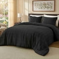 thumbnail image 2 of Regency Heights Waffle Weave Duvet Cover Set King/Cal King Size, Breathable Duvet Cover Set for All Season, 3-Piece Textured Bedding Set with Pillow Shams, Black, 2 of 8