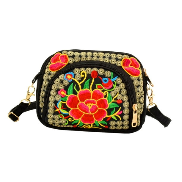 Bolso informal, bolso bordado, monedero, bolso de viaje, bolso de hombro étnico bordado Rojo