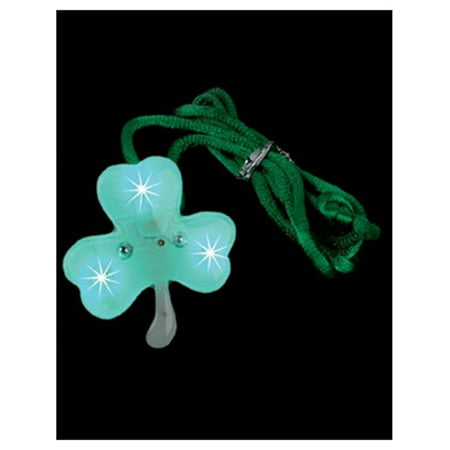 St Patricks Day Blinking LED Irish Shamrock Necklace