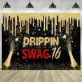 thumbnail image 4 of Drippin Swag 16 Birthday Beautiful Backdrop Boys Black Gold Hip Hop Happy 16th Birthday Party Decorations Photography Background Teenager Boy 16 Years Old Birthday Banner Supplies, 4 of 4