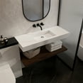 thumbnail image 6 of MEDUNJESS 47" x 19" Wall Mount Bathroom Sink, Matte White Modern Floating Stone Resin Vanity Sink Washing Sink Art Basin, 6 of 10
