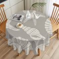 thumbnail image 3 of Summer Marine Life Round Tablecloth 54 inches Graffiti Corals Shell Conch Sea Starfish Grey Waterproof Oil-Proof Table Cloth Round Table Cover for Holiday Party Picnic Dinner Decor Indoor Outdoor Use, 3 of 9