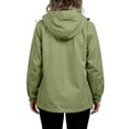 thumbnail image 5 of Women's Raincoats with Hood Lightweight Outdoor Hooded Waterproof Windbreaker Solid Trench Coat Jacket Plus Size, Fall Winter, Winter Clothes for Women,Green,2XL, 5 of 5
