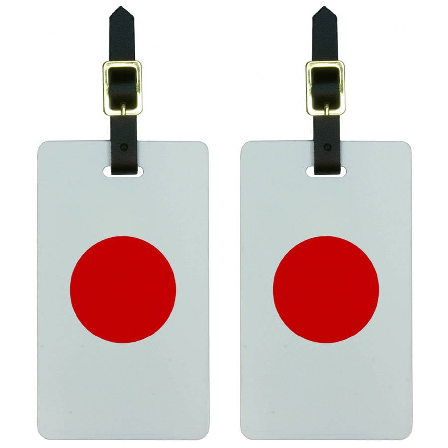 Japan Flag Luggage Tags Suitcase Carry-On ID, Set of 2 by Graphics and More