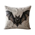 thumbnail image 2 of Halloween Vintage Bats Throw Pillow Cover, Branch Print, 18x18 Linen Cushion Case, Hidden Zipper, Gothic Decor for Sofa Home by MPOISVA, 2 of 6