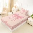 thumbnail image 5 of spefrowx Vintage Pink Bow Twin Sheets for Women Girls, Boho Damask Floral Bedding, 3pcs, 1 Flat Sheet, 1 Fitted Sheet and 1 Pillowcase, 5 of 6