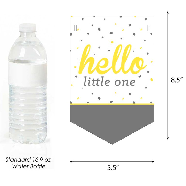 Big Dot of Happiness Hello Little One - Yellow and Gray - Neutral Baby  Shower Water Bottle Sticker Labels - Set of 20