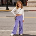 thumbnail image 6 of Fesfesfes Girls Cotton Linen Wide Leg Pants Loose Fit Drawstring Trousers with Pockets, Lightweight Summer Casual Bottoms for School Vacation and Everyday Wear Ages 5-14 Years, 6 of 9