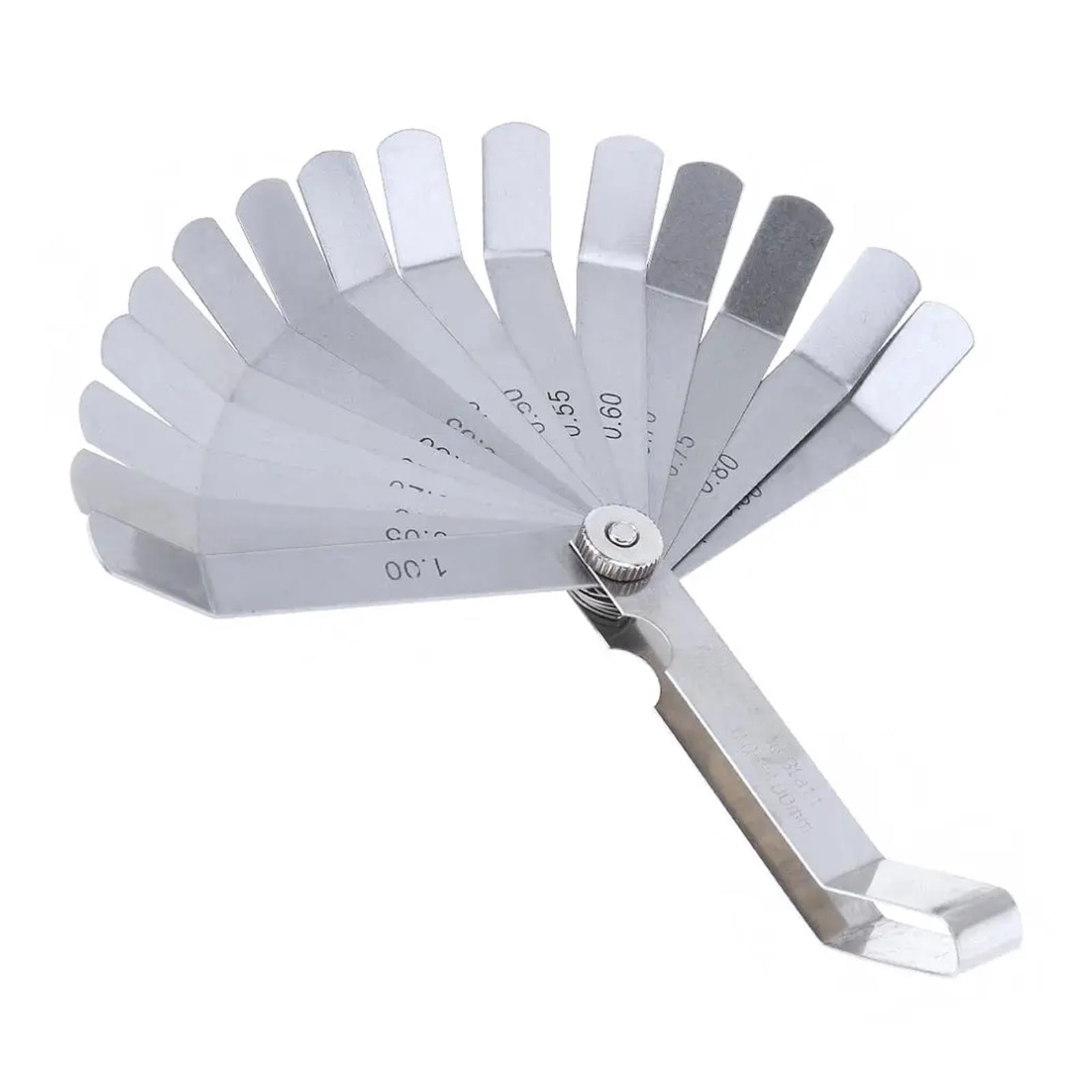 100A16 0.05 - 1mm Thickness Curved Stainless Steel Metric Filler Feeler Gauge with 16pcs Blades for Woodworking Measurement ,Easy Identification