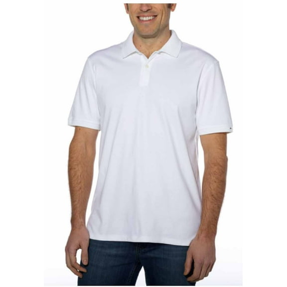 CALVIN KLEIN LIFESTYLE Mens Lightweight Liquid Cotton Polo Shirt (White, Medium)