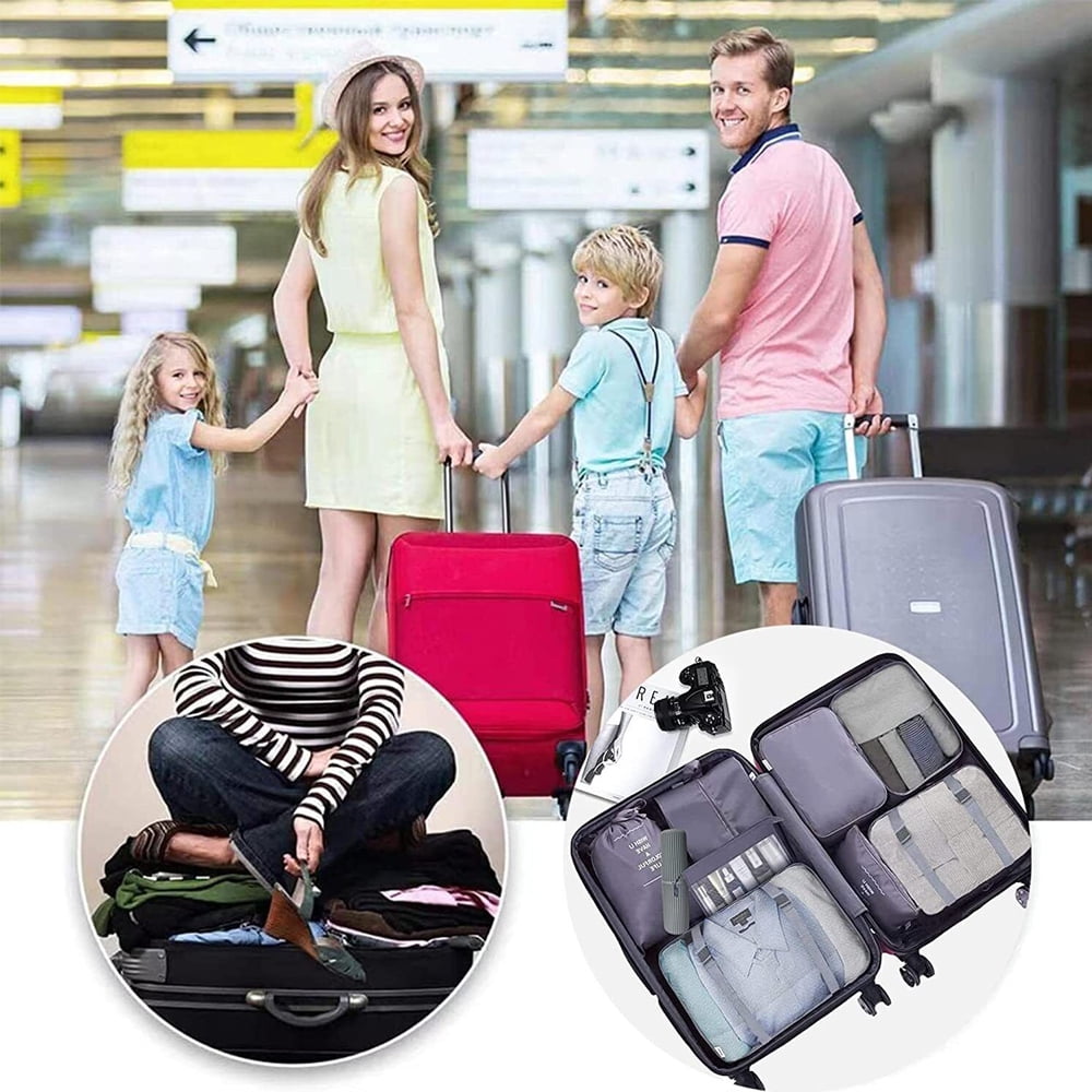 Packing Cubes for Travel, 8Pcs Travel Cubes Set Foldable Suitcase Organizer Lightweight Luggage Storage Bag