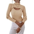 thumbnail image 5 of Liacowi 2Pcs Women Cutout Knitted Sweater Long Sleeve Turtleneck Shrug Crop Jumper + Ribbed Sling Vest Tops, 5 of 7