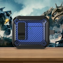 ELEHOLD for AirPods 3rd Gen (2021)  Case, Security Lock for Carbon Fiber Pattern Rugged Full Body Protective Cover with Keychain for Women Men for AirPods 3rd Gen (2021),Blue