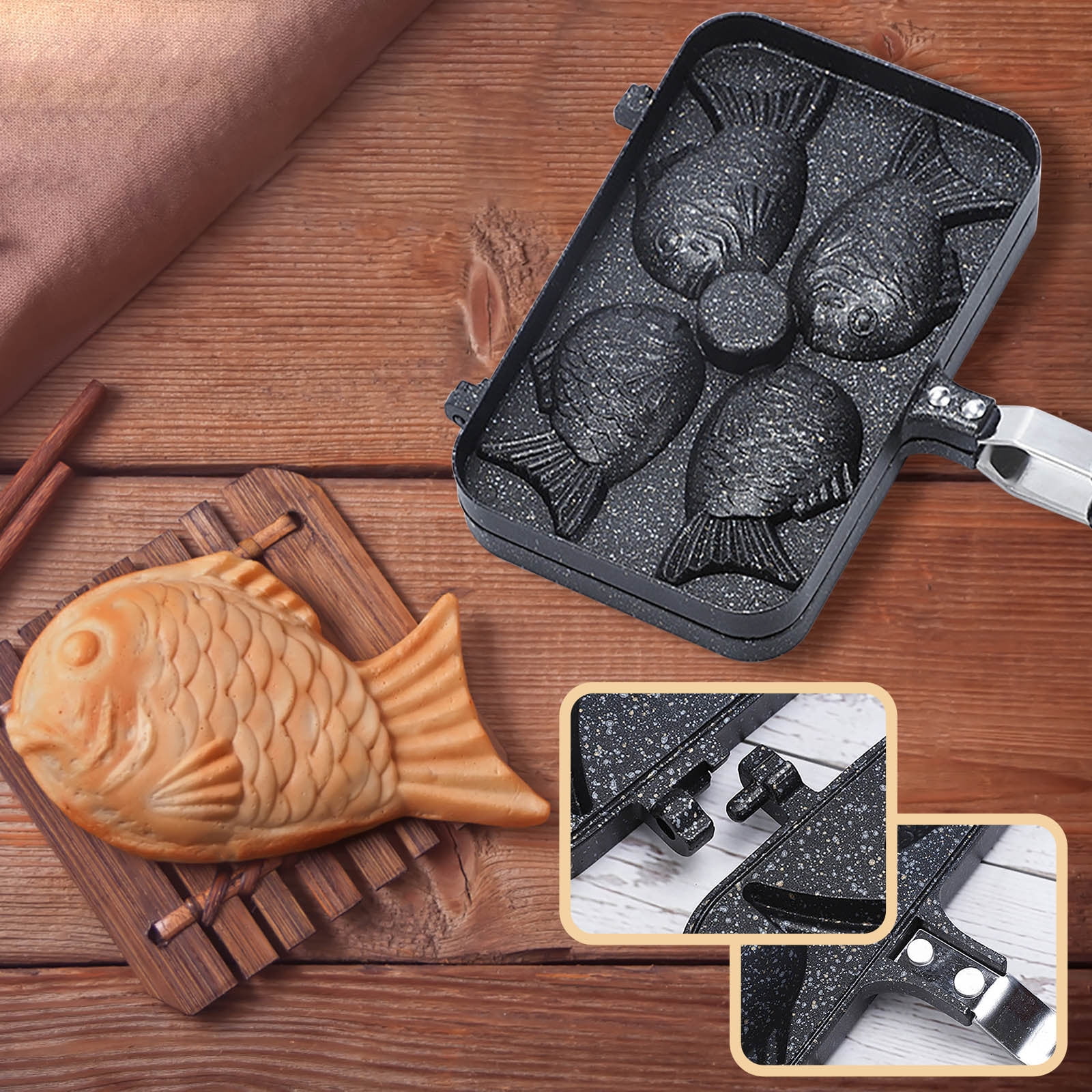 Fish Shaped Cake Pan With Long Handle For Non Stick Pancakes Cake Maker Pancake Baking Double Pan Molds