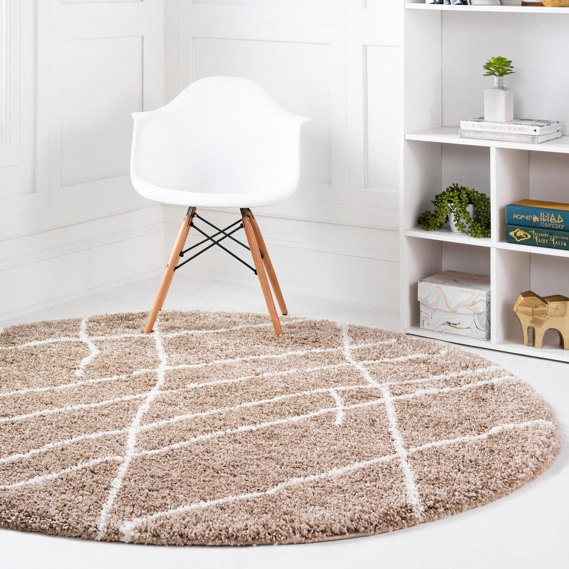 Rugs Com Soft Touch Shag Collection Round Rug Ai 6 Ft Round Khaki Shag Rug Perfect For Kitchens Dining Rooms Walmart Com Walmart Com