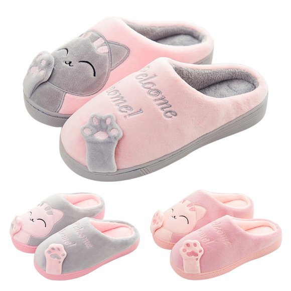 1 Paire Pantoufles pour Femmes Motif Animal de Dessin Animé Hiver Respirantes Antidérapantes Pantoufles pour la Maison